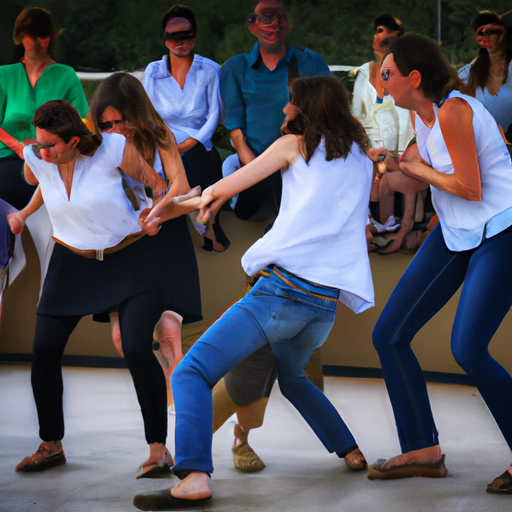 Tourists participating in a traditional Israeli dance, immersing themselves in the local culture.